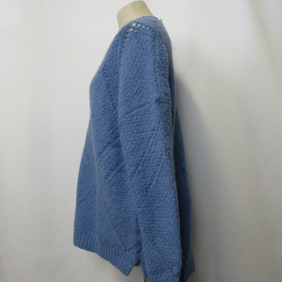 NWT Lulu’s Keep Cozy Dusty Blue Pointelle Knit Oversized Sweater Small - Picture 10 of 12